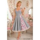 Tanzkleid 50er Jahre zum Petticoat Karo Blumen grau rosa