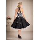 Schwarzes Petticoatkleid mit grafischem Corsagen-Oberteil