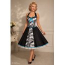 Schwarzes Petticoatkleid mit grafischem Corsagen-Oberteil...