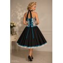 Schwarzes Petticoatkleid mit grafischem Corsagen-Oberteil...