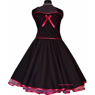 50er Jahre Korsagenkleid schwarz pink kleine Punkte