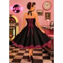 50er Jahre Korsagenkleid schwarz pink kleine Punkte