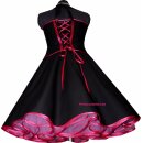 50er Jahre Korsagenkleid schwarz pink kleine Punkte