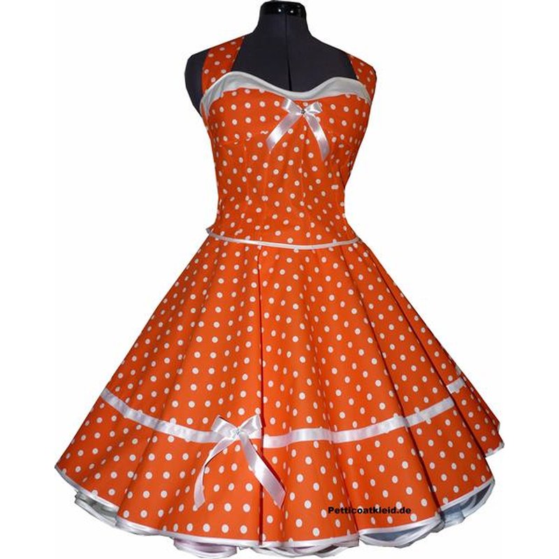 50er Kleid Punkte Petticoat türkis grün blau orange pink b