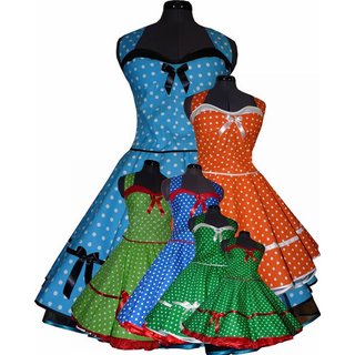 50er Punkte Kleid zum Petticoat  trkis grn blau orange pink braun