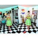50er Punkte Kleid zum Petticoat  türkis grün blau orange pink braun