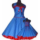 50er Punkte Kleid zum Petticoat  türkis grün blau orange pink braun