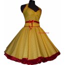 Punkte Petticoat Kleid 2 gelb weiße Punkte roter Akzent