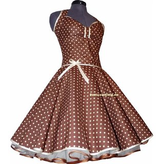 Punkte Petticoat Kleid 2 braun mit creme, weiß oder rosa Tupfen