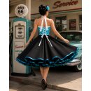 Punkte Cocktailkleid schwarz  türkis mit weißen Tupfen