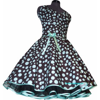 Kleid Rockabilly 2 braunschwarz smaragdgrne Punkte