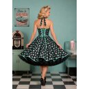 Kleid Rockabilly 2 braunschwarz smaragdgrüne Punkte
