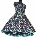 Kleid Rockabilly 2 braunschwarz smaragdgrüne Punkte