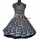 Kleid Rockabilly 2 braunschwarz smaragdgrüne Punkte