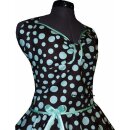 Kleid Rockabilly 2 braunschwarz smaragdgrüne Punkte