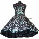 Kleid Rockabilly 2 braunschwarz smaragdgrüne Punkte