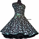 Kleid Rockabilly 2 braunschwarz smaragdgrüne Punkte