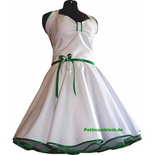 Brautkleid 50er Jahre Petticoatkleid weiß grasgrün Vintagestil