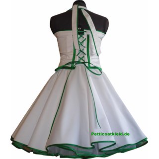 Brautkleid 50er Jahre Petticoatkleid weiß grasgrün Vintagestil
