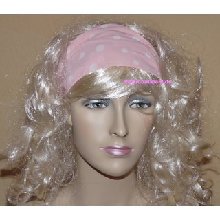 Haarband rosa Chiffon mit weißen Punkten