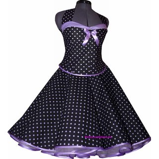 Punkte Petticoat Kleid 2 schwarz kleine fliederfarbene Tupfen
