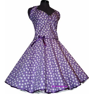 50er Petticoatkleid lila tanzende weiße Punkte Band violett