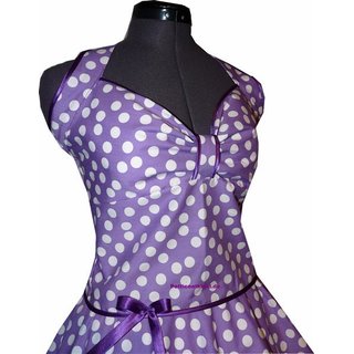 50er Petticoatkleid lila tanzende weiße Punkte Band violett