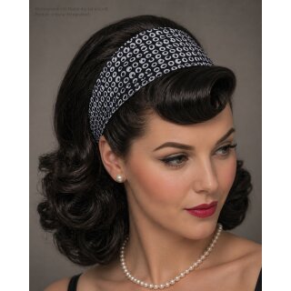 Haarband schwarz weiss Kringel Rockabilly 50er Jahre