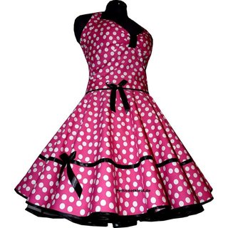50er Petticoatkleid 3 pink tanzende weiße Punkte