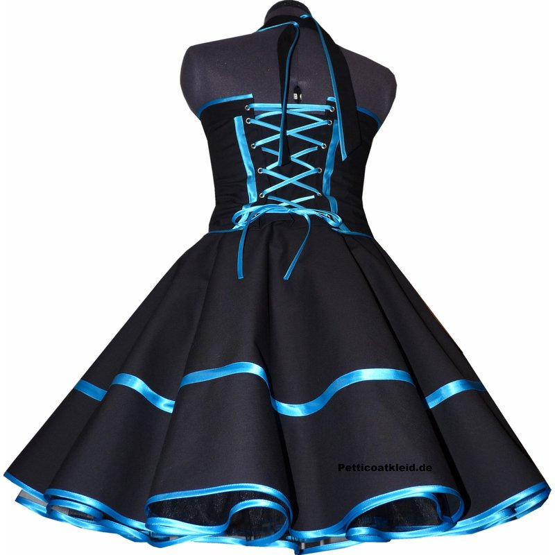 Rockabilly Kleid schwarz zum Petticoat Bandfarbe nach Wahl ...