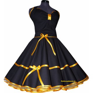 Rockabilly Kleid schwarz zum  Petticoat Bandfarbe nach Wahl