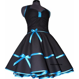 Rockabilly Kleid schwarz zum  Petticoat Bandfarbe nach Wahl