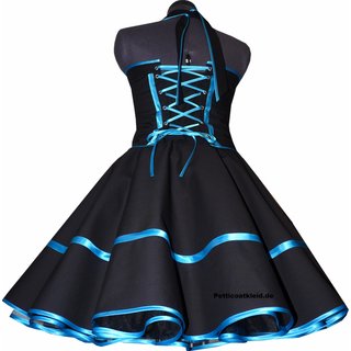Rockabilly Kleid schwarz zum  Petticoat Bandfarbe nach Wahl