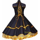 Rockabilly Kleid schwarz zum  Petticoat Bandfarbe nach Wahl