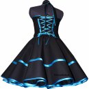 Rockabilly Kleid schwarz zum  Petticoat Bandfarbe nach Wahl