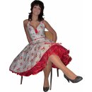 50er Jahre Erdbeerkleid zum Petticoat weiß mit schwarzen Punkten