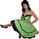 50er Punkte Korsagenkleid grün  kleine schwarze Tupfen