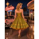 Retro Punkte Petticoat Kleid olivgrün Tupfen 3 D Optik