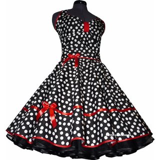 50er Petticoatkleid 3 schwarz rot tanzende weiße Punkte