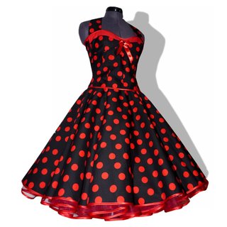50er Jahre Korsage Petticoatkleid schwarz rote Punkte