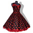 50er Jahre Korsage Petticoatkleid schwarz rote Punkte