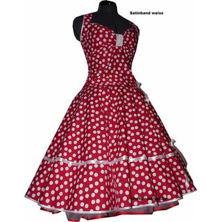 50er Petticoatkleid 3 rot tanzende weiße Punkte