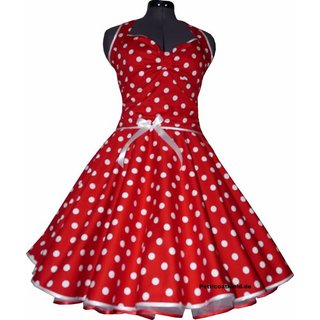 Punkte Petticoat Kleid 2 rot Tupfen weiß 20mm