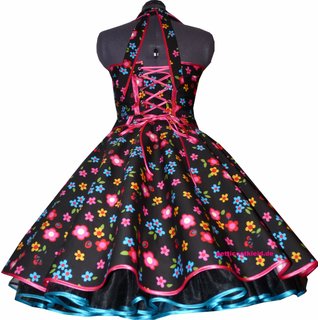 Petticoatkleid schwarz mit sommerlichen kleinen Retroblumen