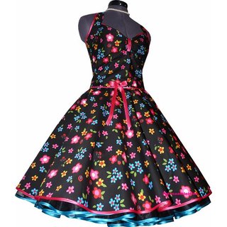 Petticoatkleid schwarz mit sommerlichen kleinen Retroblumen