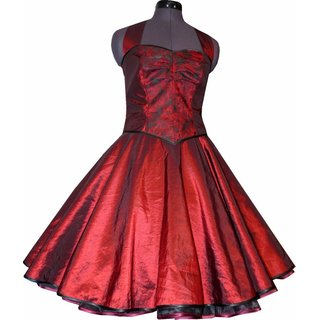 50er Jahre Taft Kleid zum Petticoat bordeaux Blumenakzent Modell 2