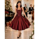 50er Jahre Taft Kleid zum Petticoat bordeaux Blumenakzent Modell 2