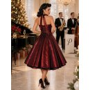 50er Jahre Taft Kleid zum Petticoat bordeaux Blumenakzent Modell 2