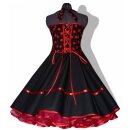 Petticoatkleid Korsage schwarz mit gepunkteten Akzent rot