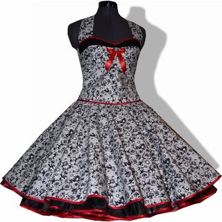 50er Jahre Kleid zum Petticoat schwarz weie Blumen zur Jugendweihe